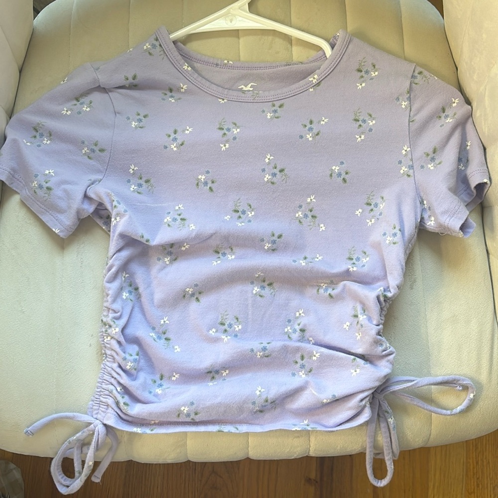purple flower crop top
